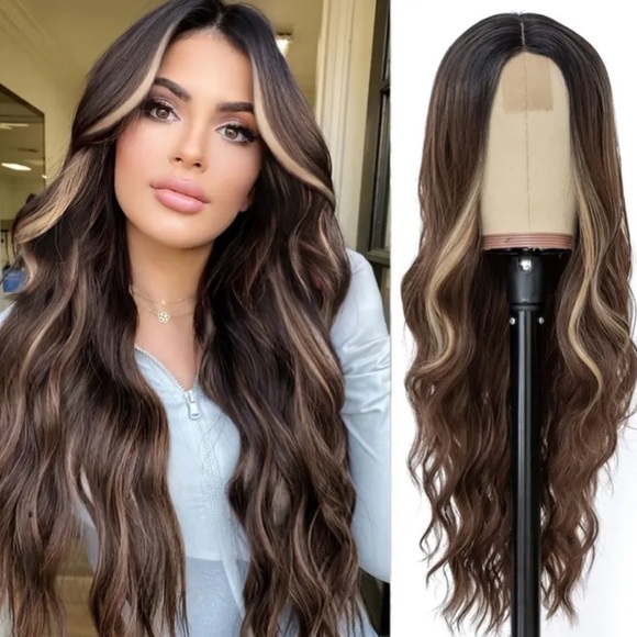 26” New Brown and Blonde Highlighted Lace Wig *NEW*